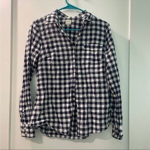 J.Crew Navy and White Checkered Shirt